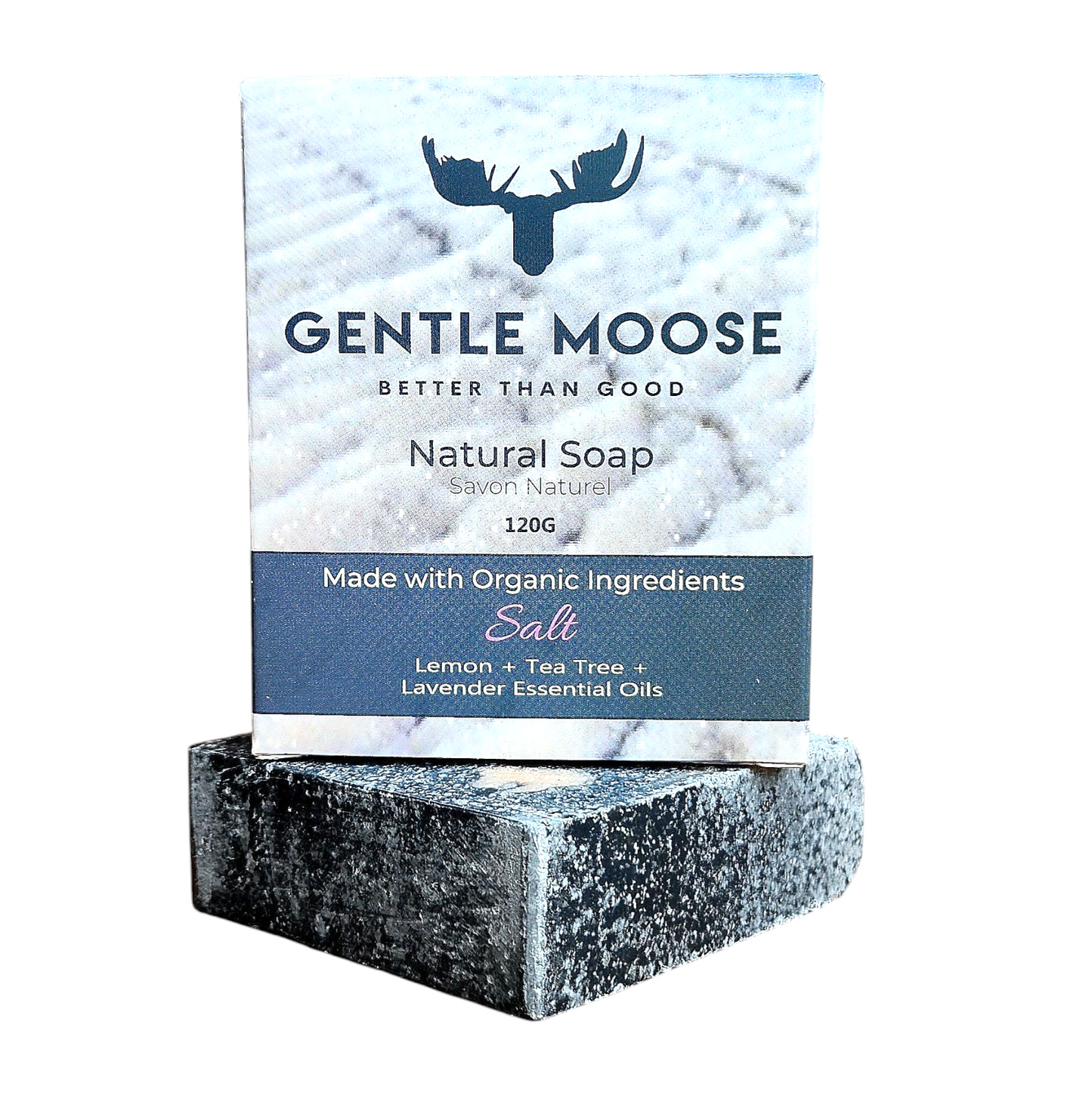 Gentle Moose best Natural Salt Soap with organic ingredients with tea tree, lemon and lavender oil essential oils made in Canada No fragrance oils